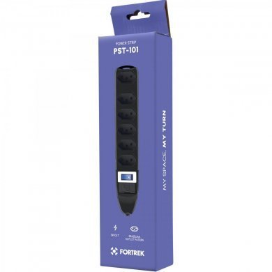 PST-101 Fortrek filtro de linha com 6 tomadas 10A NBR 1m preto