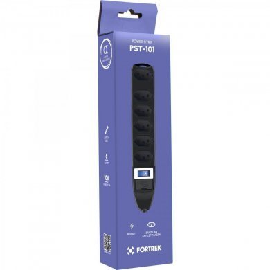 PST-101 Fortrek filtro de linha com 6 tomadas 10A NBR 1m preto