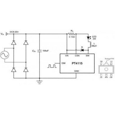 PT4115 CI LED Driver Power SOT89 (10 unidades)