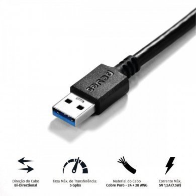 PUABM3-2 PCYes cabo USB 3.0 para USB B 3.0 2 metros preto