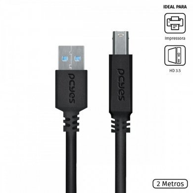 PUABM3-2 PCYes cabo USB 3.0 para USB B 3.0 2 metros preto