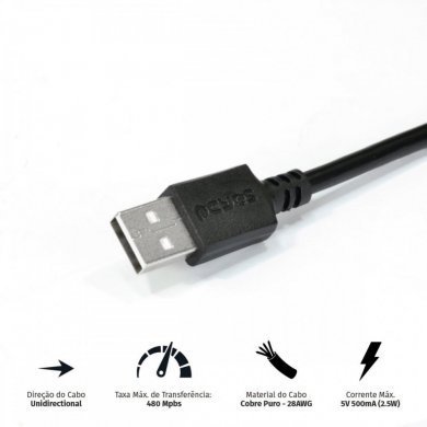 PCYes cabo extensor USB-A 2.0 macho x femea 1M