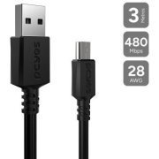 Pcyes cabo de carregamento e dados USB A para Mini USB 3m compatível com câmeras, celulares e GPS