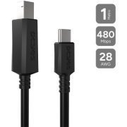 Pcyes cabo de impressora USB-C para USB-B 2.0 1m preto 26AWG