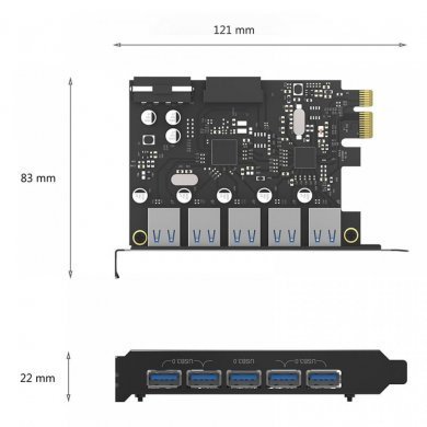 PVU3-502I Orico placa USB 3.0 5 portas externas