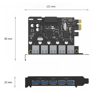 Orico placa USB 3.0 5 portas externas