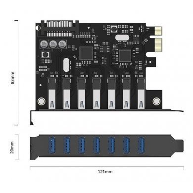PVU3-7U-V1 Orico HUB USB 3.0 7 Portas PCI-Express