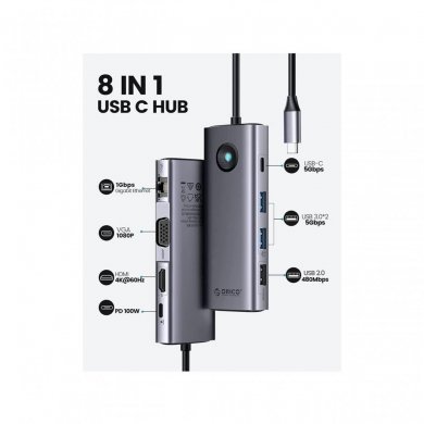 PW11-8PC-GY ORICO DOCKING STATION TYPE-C 8 in 1