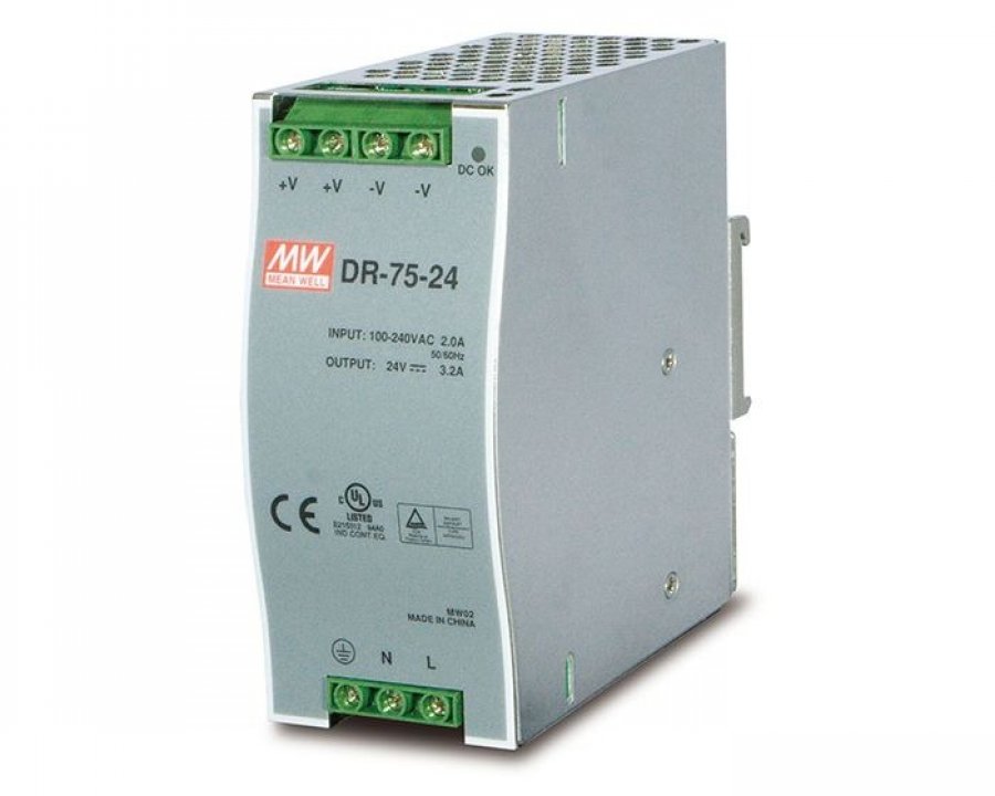 PWR-75-24 Mean Well Fonte para Switch Industrial 75W