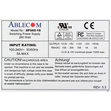 PWS-0055 Supermicro Fonte 1U 260w SP262-1S