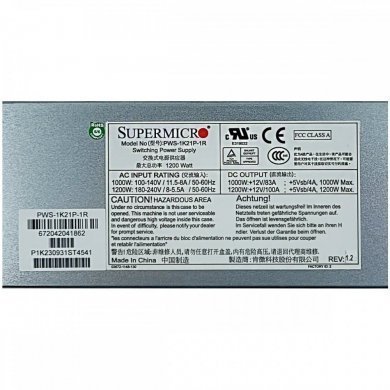 PWS-1K21P-1R Supermicro Fonte Redundante 1U 1200 Watts 80P Gold