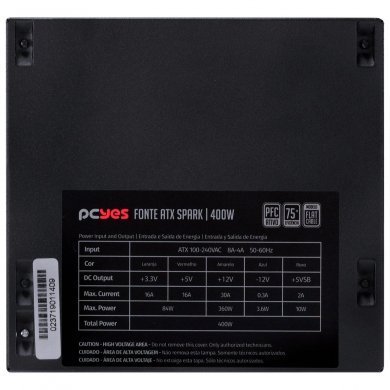 PXSP400WPT PCYes Fonte ATX 400W Spark PFC Ativo Bivolt