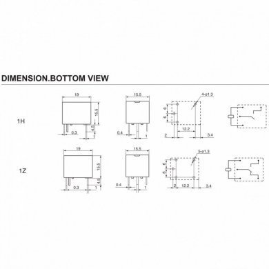 Rele Q3F-1Z 12V 10A contato NO 5 pinos (Kit 5 und)