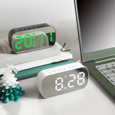 Q-2950 Relógio digital de mesa espelhado com despertador