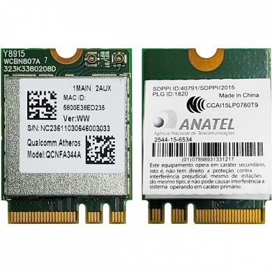 QCNFA344A-1 Placa wifi Qualcomm BT 4.1 Dual Band 5/2.4GHz
