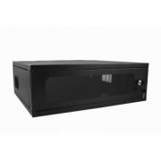 Raker Mini Rack 4U 450MM 19 Polegadas Preto Porta com visor de acrílico fumê / Laterais e fundo removíveis com