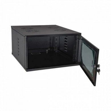 Mini rack 6U 570mm 19 polegadas preto desmontado