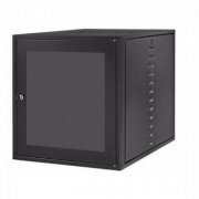 Raker mini rack 12U 450mm 19 polegadas preto porta com visor de acrílico fumê / laterais e fundo removíveis co