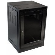 Raker mini rack 12U 675mm 19 polegadas cor preto, porta com visor de acrílico fumê, laterais e fundo removívei