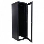 Raker Rack Piso 20U 475mm 19 Polegadas Preto Porta frontal com visor de acrílico fumê 2mm. Laterais e fundo re