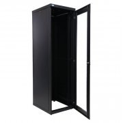 Raker rack piso 44U 1200mm 19 polegadas preto Porta frontal com visor de acrílico fumê 2mm. Laterais e fundo r
