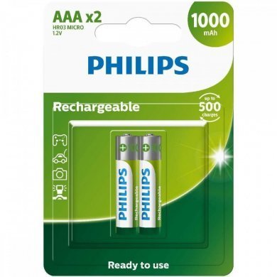 R03B2RTU10/59 Philips Pilha Recarregável AAA 1000mah 2 unidades
