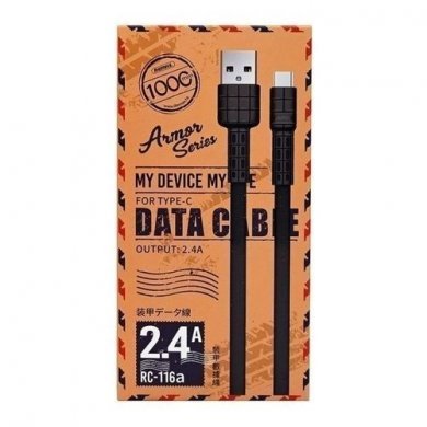 RC-116C Remax cabo USB-C 2.4A preto 1 metro