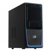 Gabinete Cooler Master Elite 311 Blue ATX / Micro-ATX, 3 baias de 5.25, 7 baias de 3.5, 2x USB 2.0 frontais, cor preto com detalhes em az