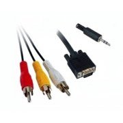 Cabo Conversor RCA para VGA Ligue o som e o vídeo de seu computador ou notebook na sua TV, projetor ou telão