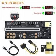Riser PCI-E VER.016 display de tensão e temperatura kit completo com cabo de SATA e USB 3.0