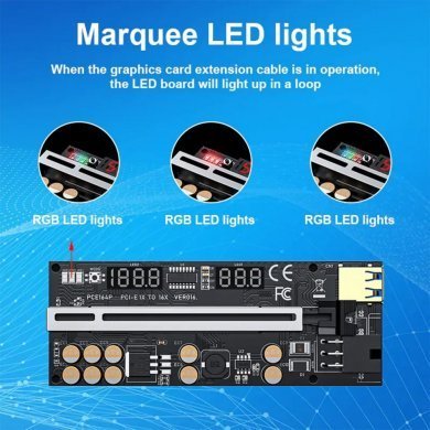 RISER-V016PRO Riser PCI-E VER.016 display de tensão e temperatura