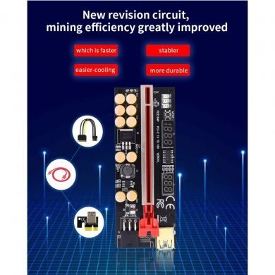 RISER-V016PRO Riser PCI-E VER.016 display de tensão e temperatura