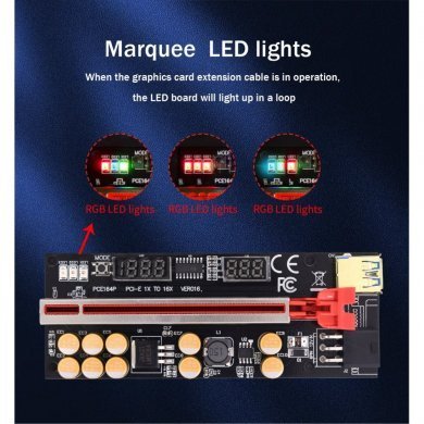 RISER-V016PRO Riser PCI-E VER.016 display de tensão e temperatura