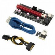 Riser Card PCI-E x1 para PCI-E x16 VER009S acompanha cabo USB 60cm e SATA/6pin alimentação