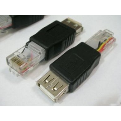 RJ45/8P8C Female USB A Jack to Ethernet RJ45/8P8C Male Plug Connector / Ada