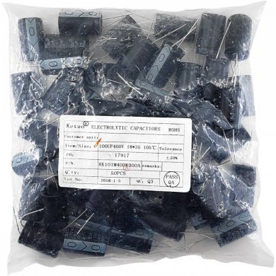 Kit 10x capacitor eletrolitico 100uF 400V 18x30mm