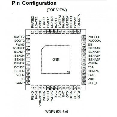 RT3663BC Ci controlador PWM com driver Mosfet QFN-52