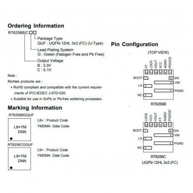 RT6256B 6A 23V Synchronous Step Down Converter 3.3V/5V LDO