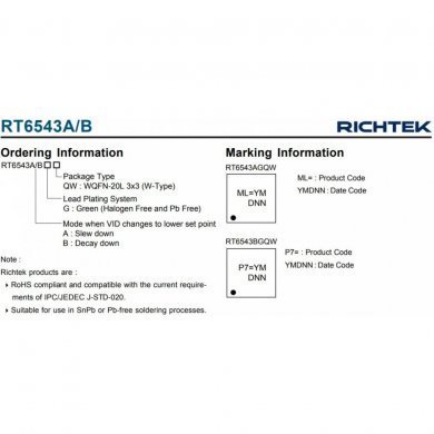 Ci RT6543A ML=7M ou ML=4L PWM WQFN-20 (Kit 2x)