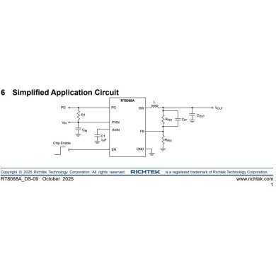 RT8068AZQW 5x unidades Ci RT8068A PWM Buck converter 3A 1Mhz WDFN-10