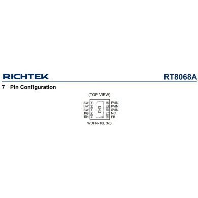 RT8068AZQW 5x unidades Ci RT8068A PWM Buck converter 3A 1Mhz WDFN-10