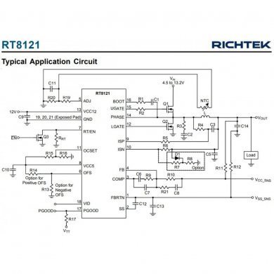 RT8121GQW Ci controlador PWM 1 fase com mosfet integrado