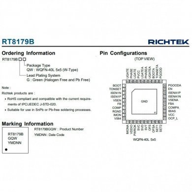 RT8179B CI controlador PWM duplo AMD SVI2 QFN-40
