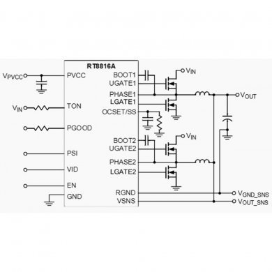 RT8816AGQW Ci RT8816A PWM de fase dupla SMD WQFN20