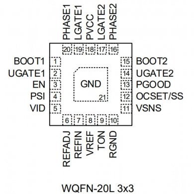 RT8816AGQW Ci RT8816A PWM de fase dupla SMD WQFN20