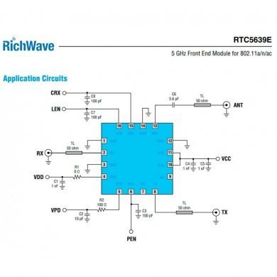 RTC5639E Ci 639E RF 5GHz Front End Module para 802.11a/n/ac