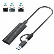 Case para SSD M.2 NVME e SATA USB 3.1 e USB tipo C Suporta M.2 M e M+B Key 2230/2242/2260/2280