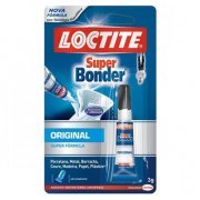 Loctite Cola Super Bonder Original 3g Adesivo instantaneo universal resistente a umidade, bico anti-entupimento, adere porcelana, metal, 