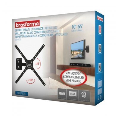 SBPR1030 Brasforma Suporte de Parede Articulado TV 10 a 55 Pol