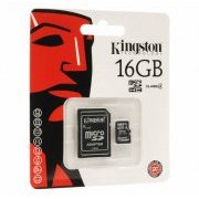 Cartão Kingston MicroSD HC 16GB Adaptador SD incluso, Projetado conforme as especificações SD versão 2.00